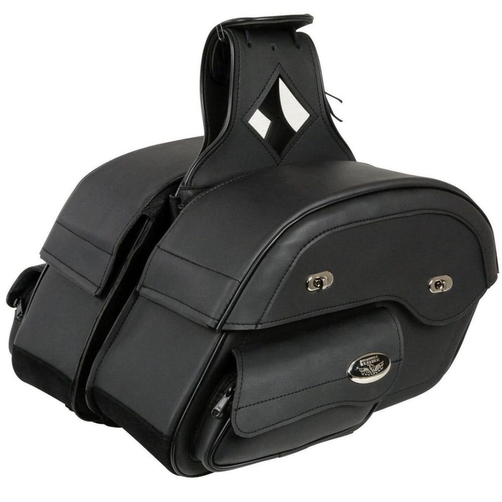 Milwaukee Leather 8305 PVC Cruiser Style 'Slant Pouch' Throw Over Saddlebags
